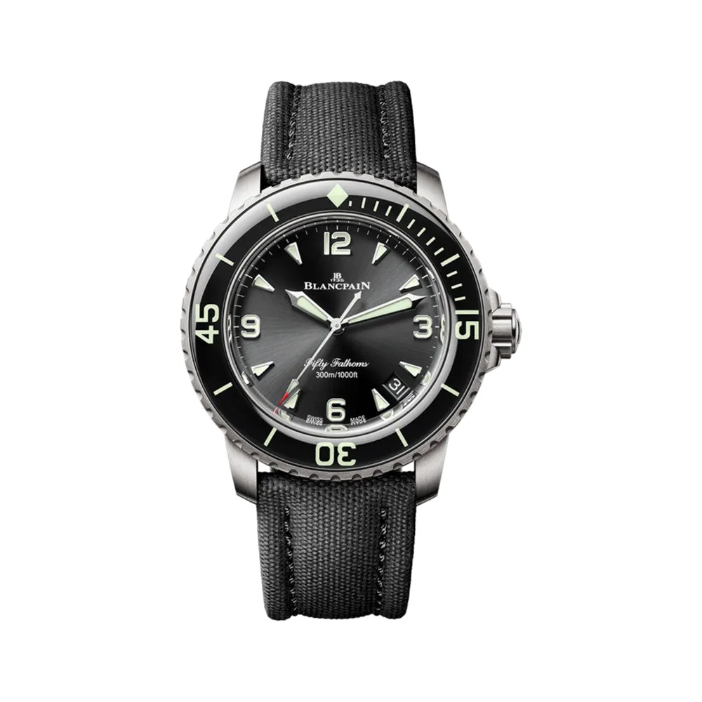 Fifty Fathoms Automatique Titanium 42mm - Black on Sail-canvas Strap