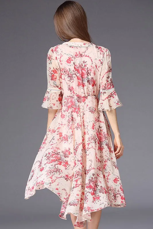 Floral Print Chiffon Dress