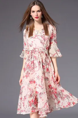 Floral Print Chiffon Dress