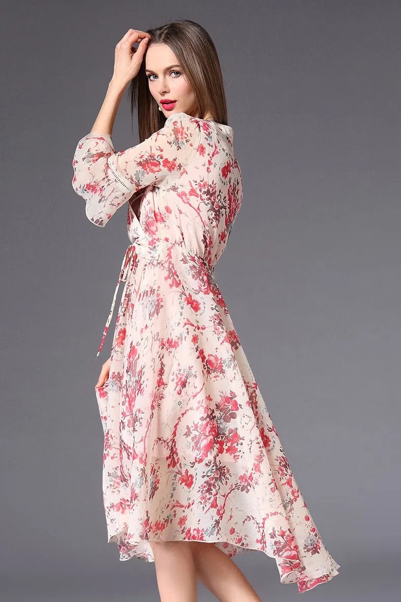 Floral Print Chiffon Dress