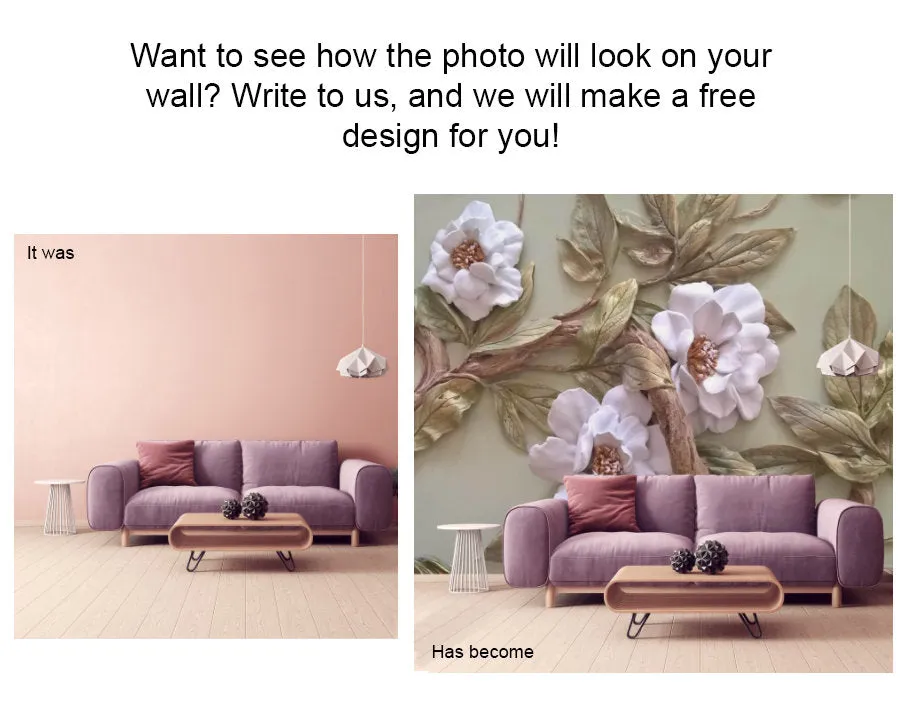 Floral wallpaper mural Blue and yellow wall art Tree wall decals & murals, Peel and stick, removable wallpaper for bedroom, living room