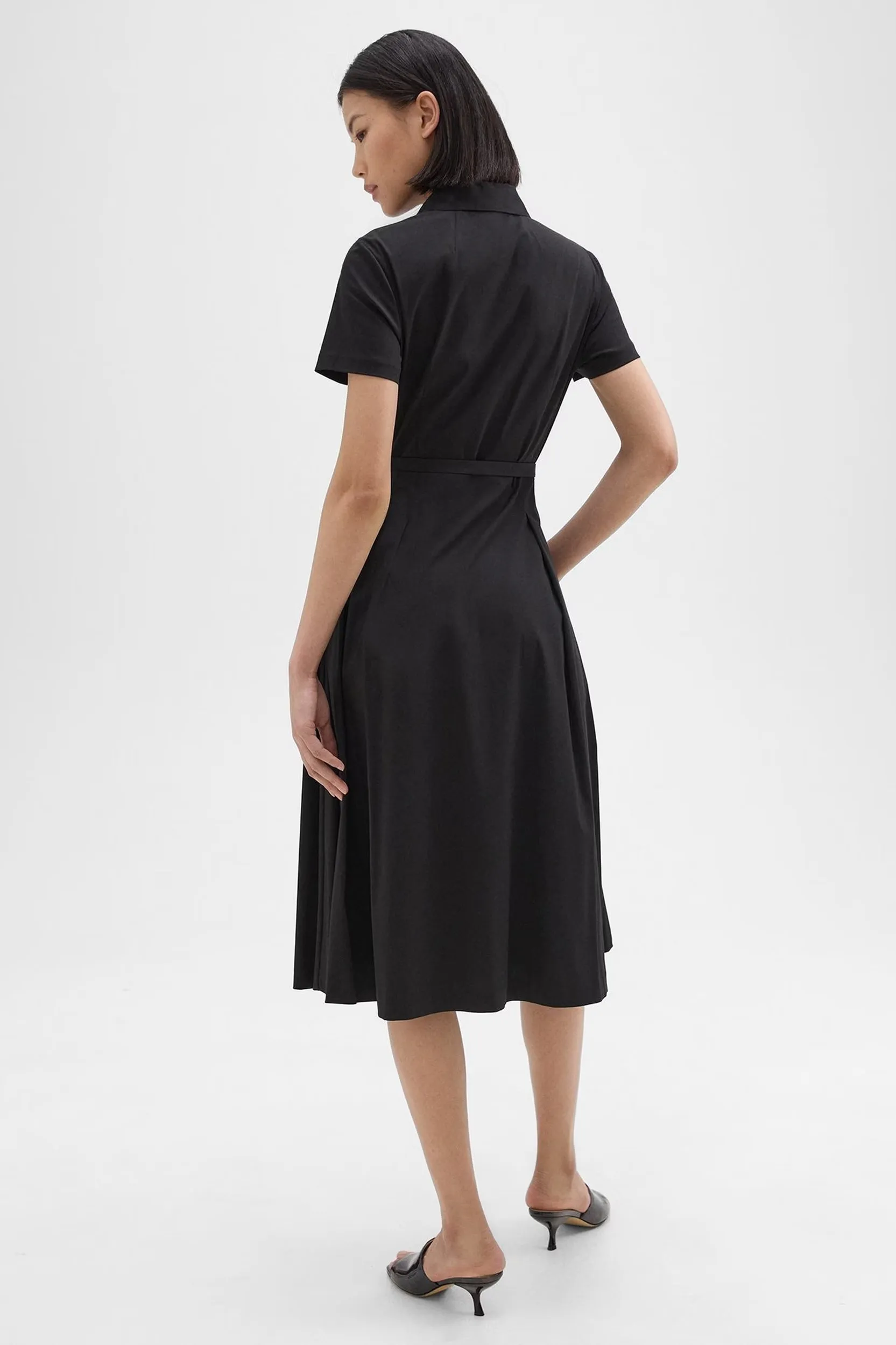 Good Cotton Short-Sleeve Shirt Dress in Black