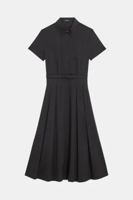 Good Cotton Short-Sleeve Shirt Dress in Black