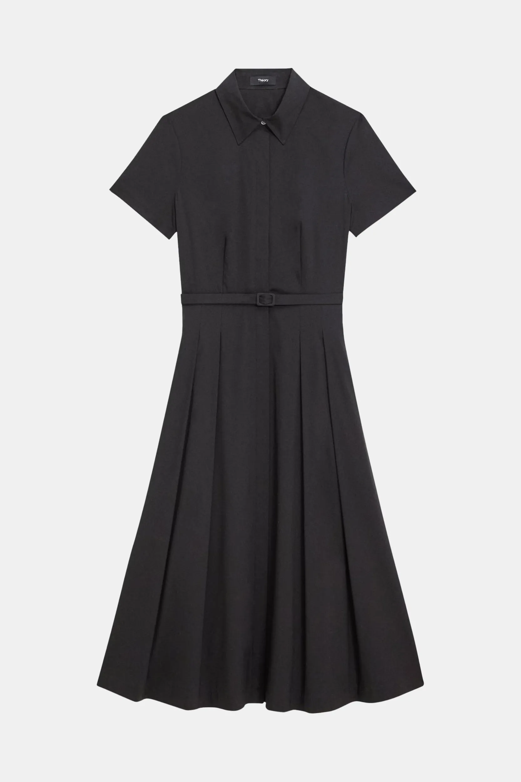 Good Cotton Short-Sleeve Shirt Dress in Black