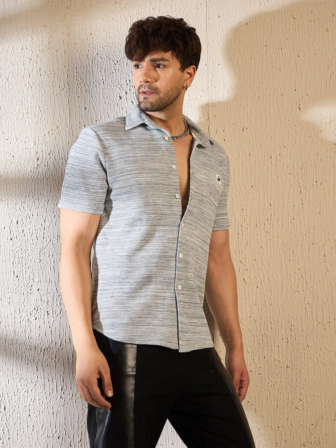 Grey Marl Short Sleeves Shirt