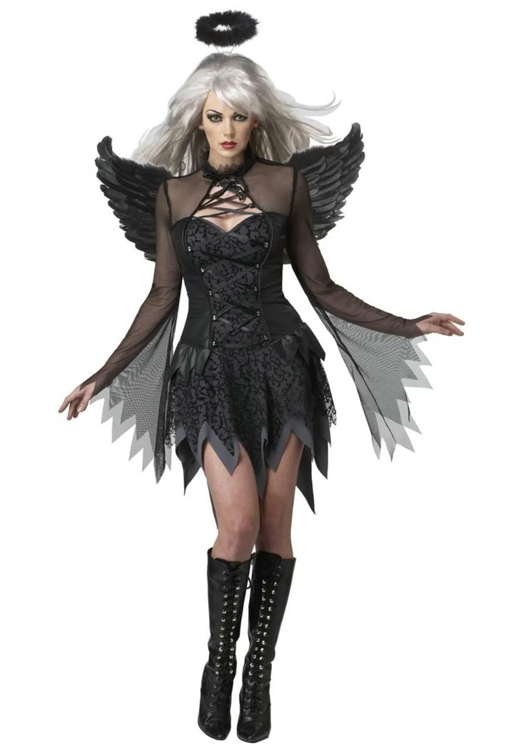 Halloween Party Masquerade Black White Angel Outfits Cosplay Costume