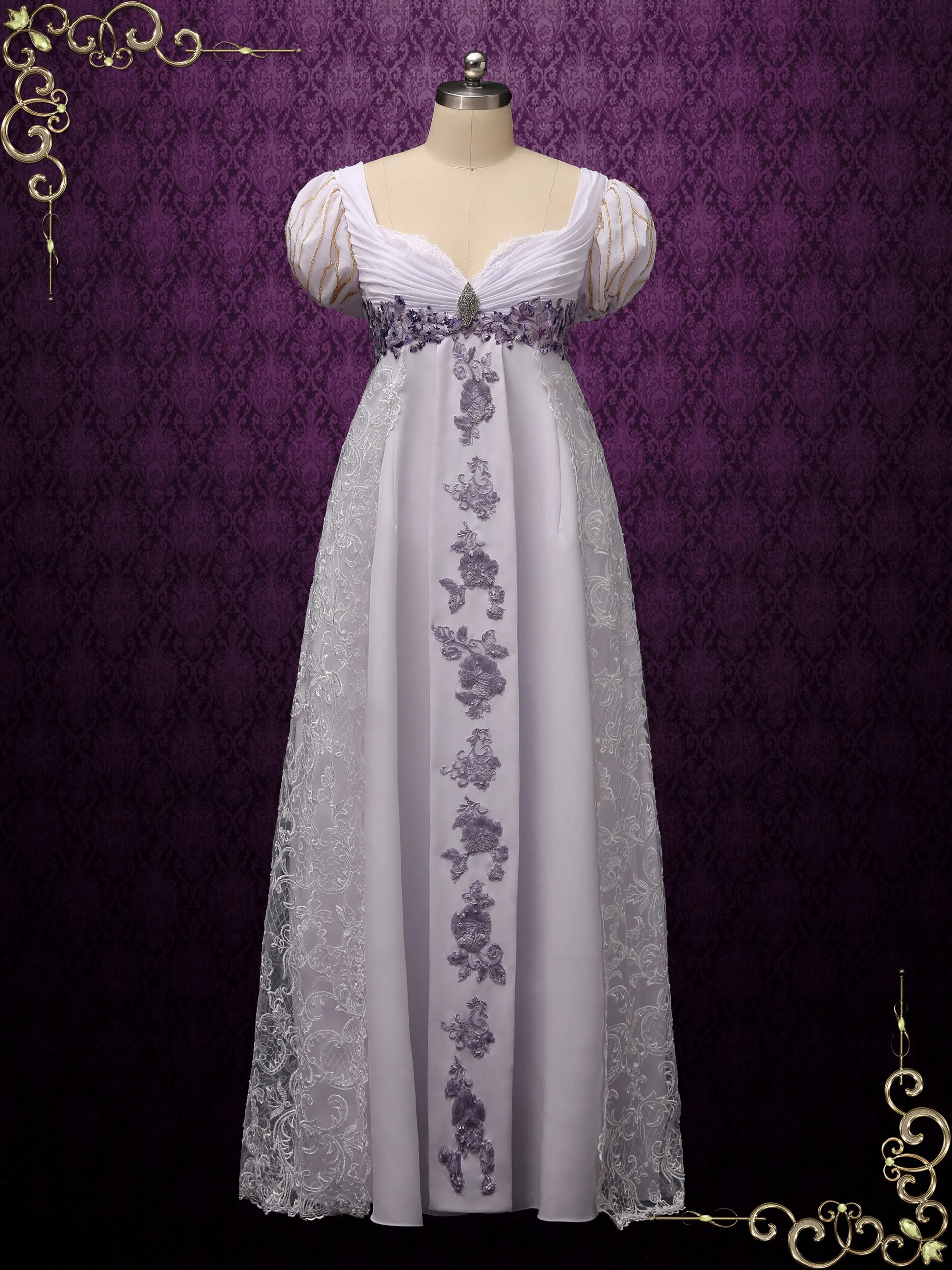 Haunted Mansion Inspired Wedding Dress with Princess Puff Sleeves ANGI