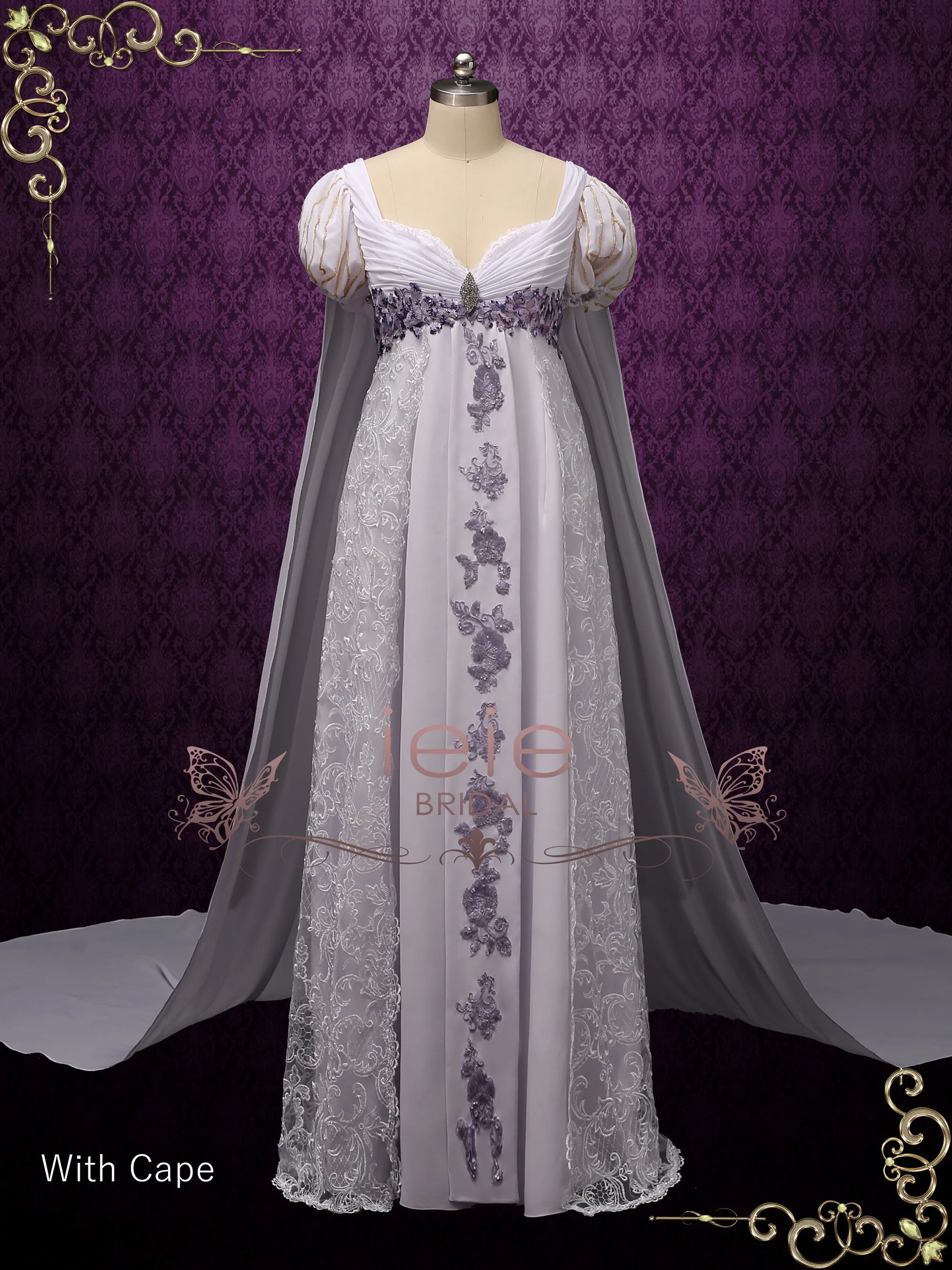 Haunted Mansion Inspired Wedding Dress with Princess Puff Sleeves ANGI