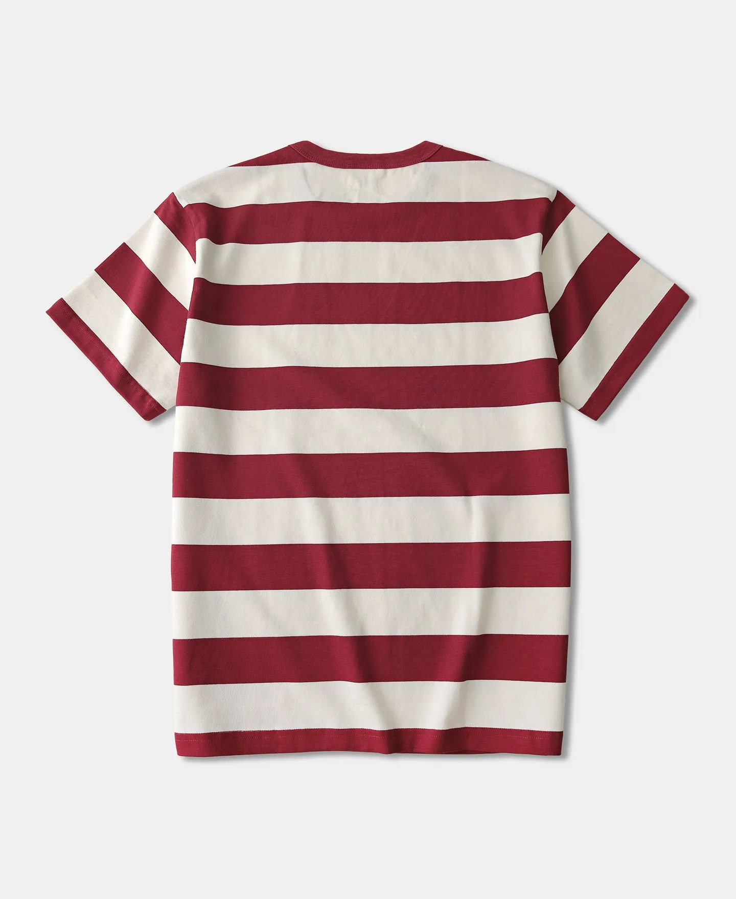 Heavyweight Cotton Wide Striped T-Shirt - Red/Apricot