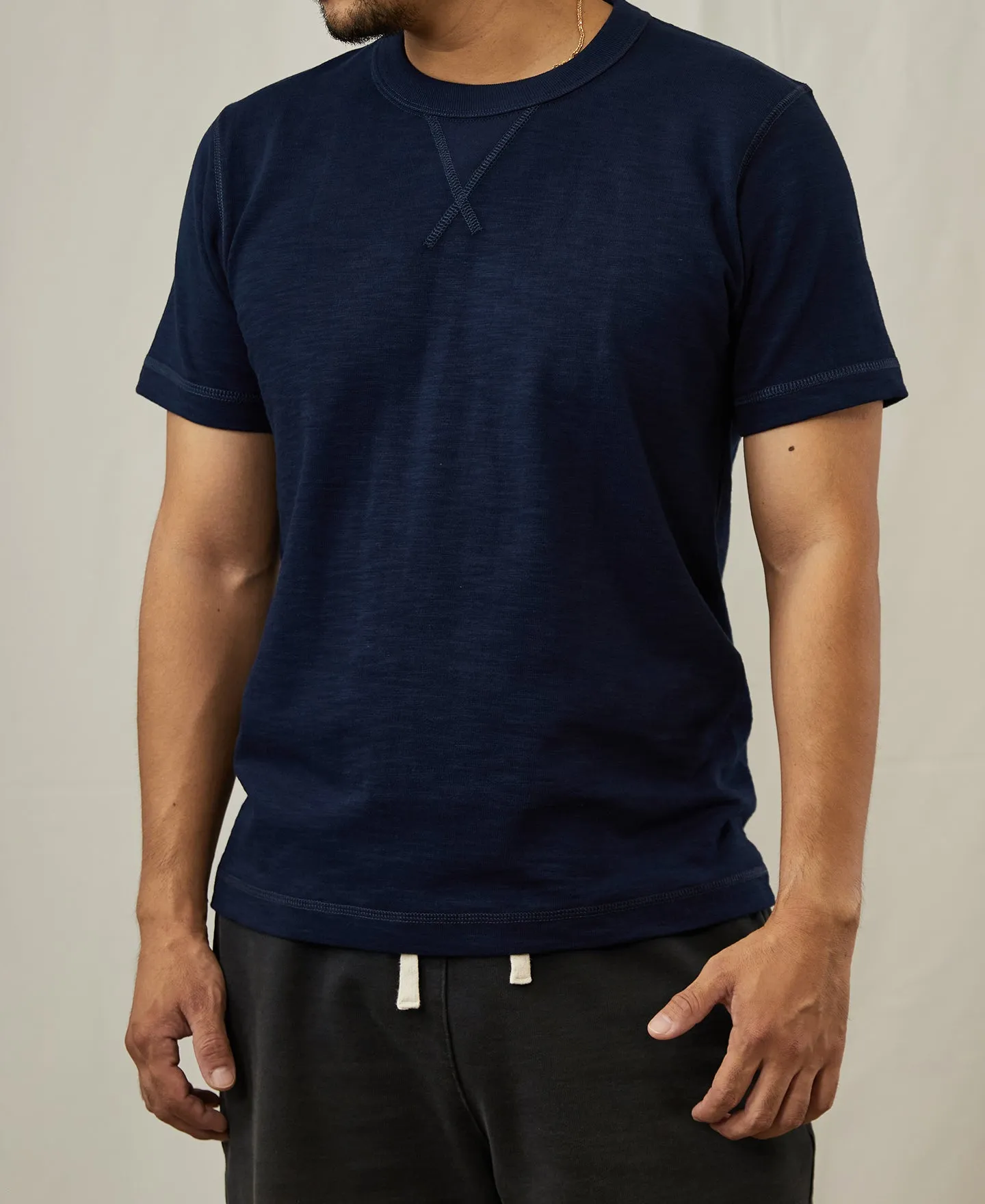 Heavyweight US Cotton Gusset Tubular T-Shirt - Indigo