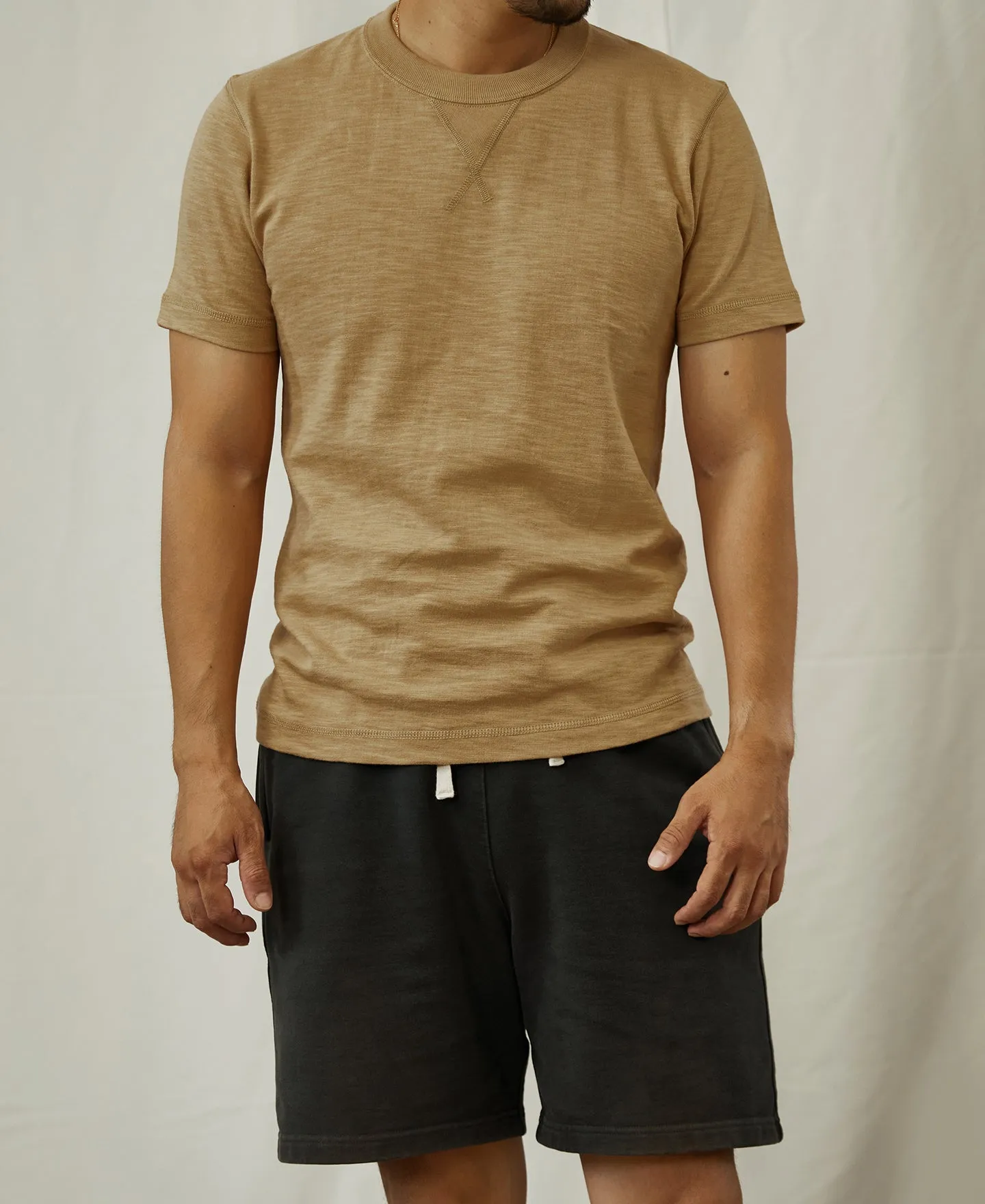 Heavyweight US Cotton Gusset Tubular T-Shirt - Sand