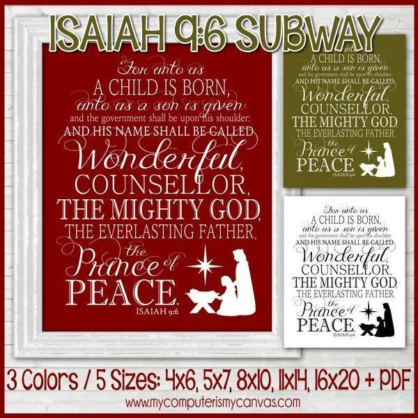 Isaiah 9:6 Nativity Christmas Subway Art PRINTABLE