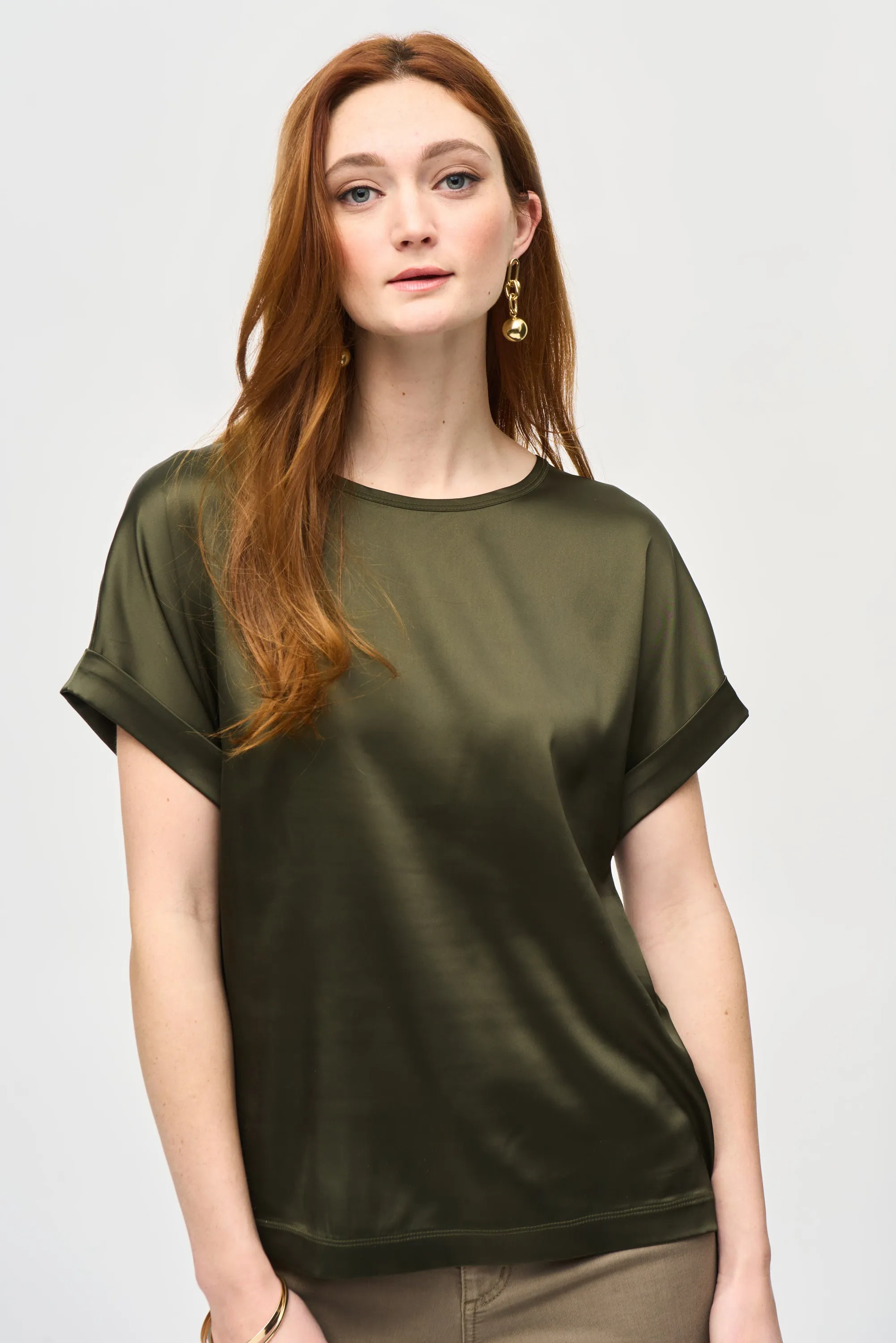 Joseph Ribkoff Satin Front Short Sleeve Top 243912