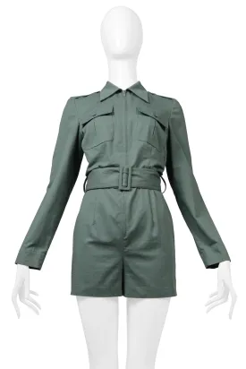 KATHARINE HAMNETT ARMY GREEN MINI SHORTS ROMPER