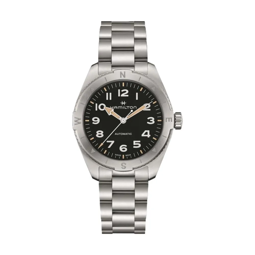 Khaki Expedition 41mm, Black on Bracelet