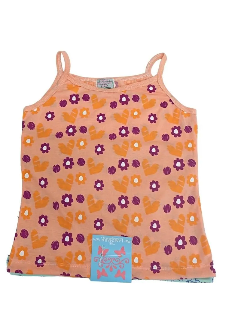 Landmark Spaghetti Shirt Butterfly, Flower and Heart - 2 in 1 Mint Green/ Light Peach