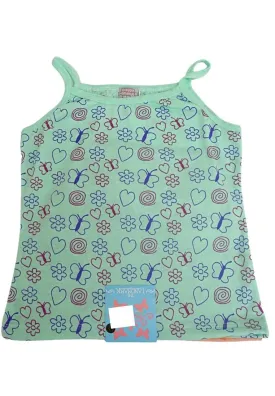 Landmark Spaghetti Shirt Butterfly, Flower and Heart - 2 in 1 Mint Green/ Light Peach