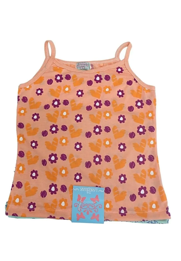 Landmark Spaghetti Shirt Butterfly, Flower and Heart - 2 in 1 Mint Green/ Light Peach