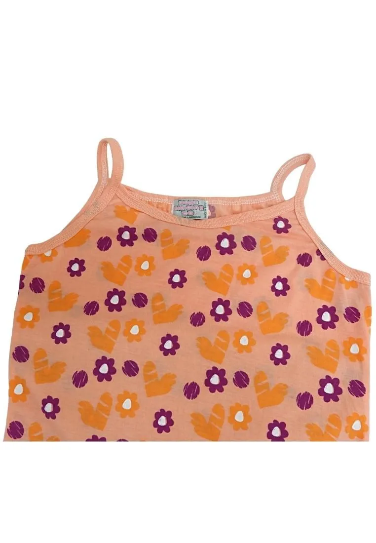 Landmark Spaghetti Shirt Butterfly, Flower and Heart - 2 in 1 Mint Green/ Light Peach