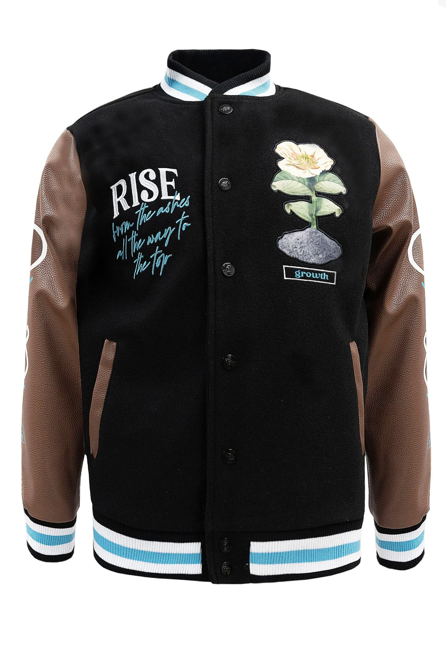 Men's Rise Again Embroidered Melton Varsity Jacket