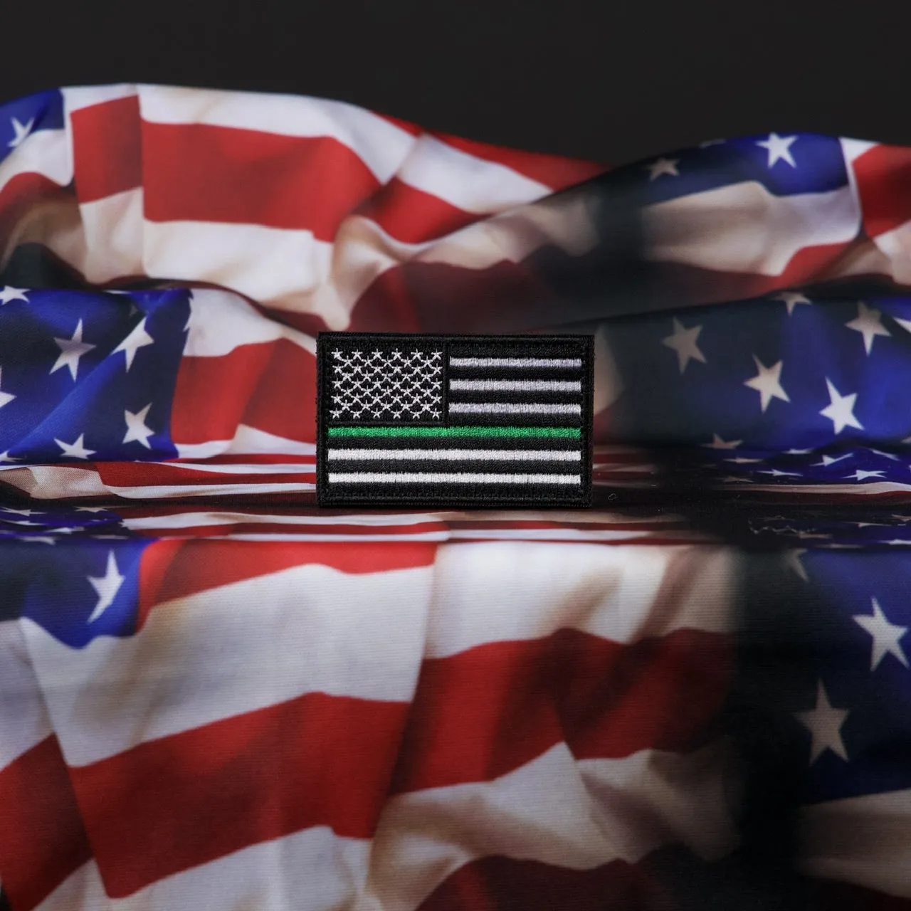 Military American Flag Green Stripe