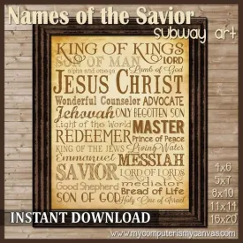 Names of the Savior Christmas Subway Art PRINTABLE