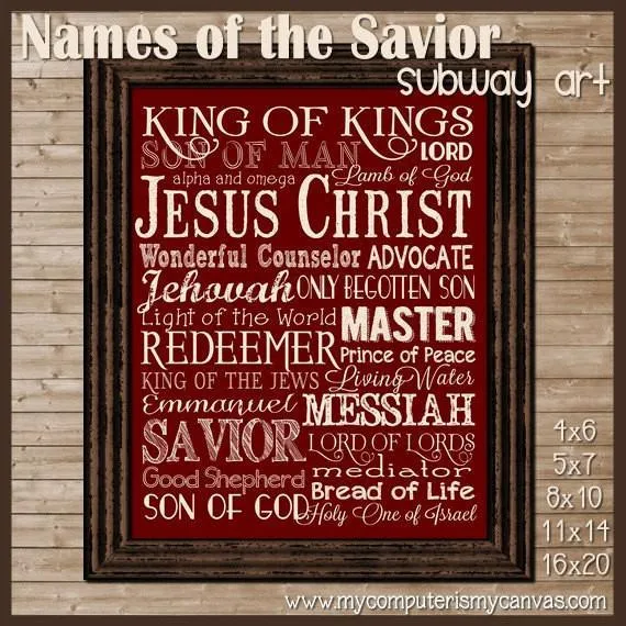 Names of the Savior Christmas Subway Art PRINTABLE