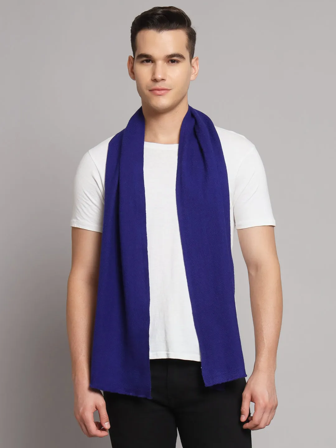 Navy Blue Woolen Muffler for Men