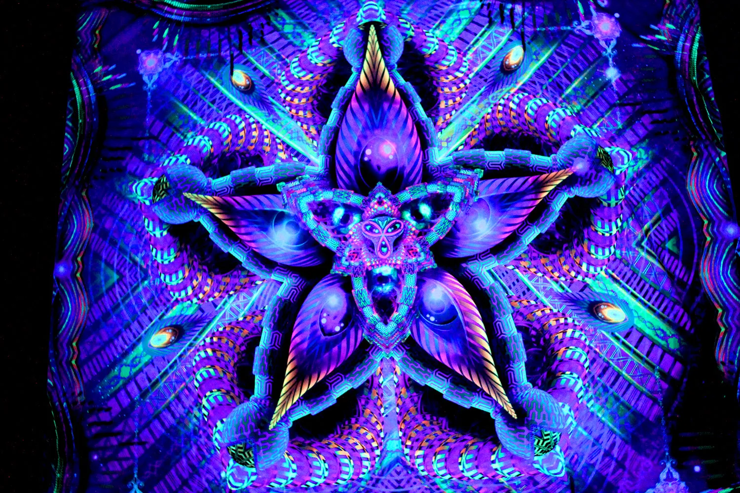 NEON Lycra Tapestry / Backdrop - Cerebral Moksha 100 cm