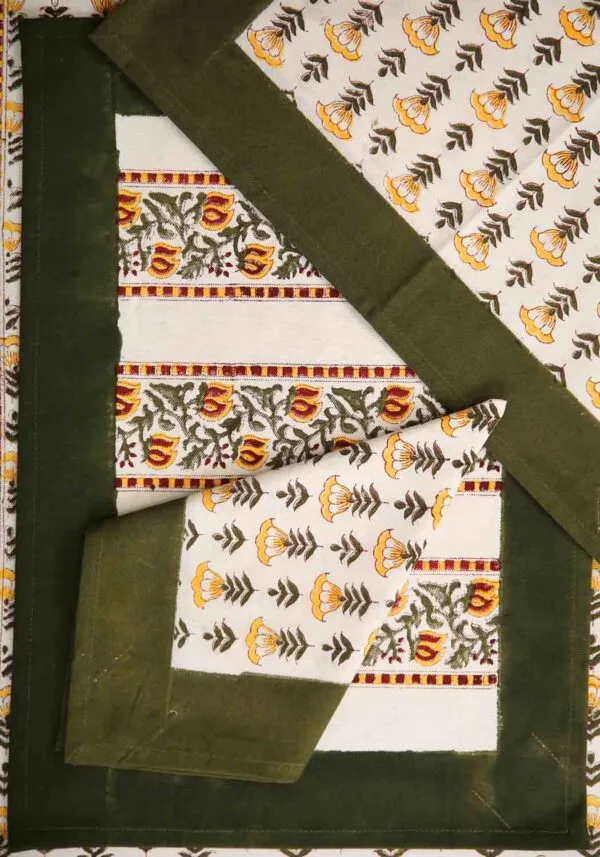 Olive Grace Hand Block Print Placemat & Napkin Set