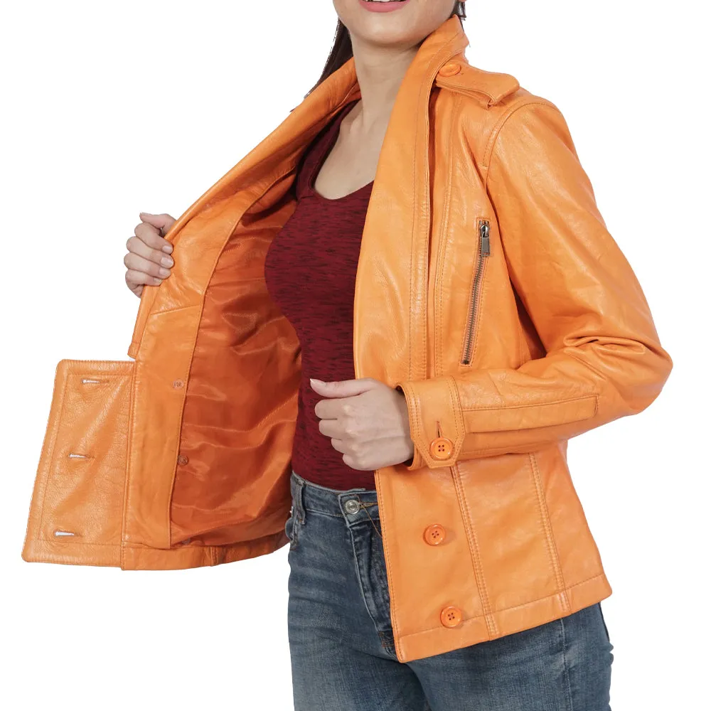 Quinn Blazer Classic Orange Leather Jacket