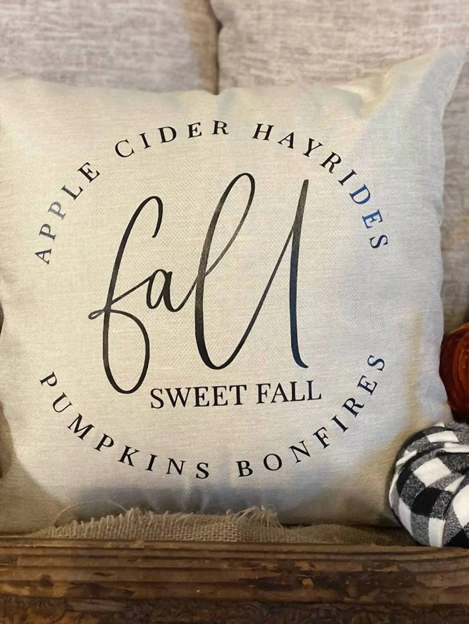 "fall Sweet Fall" Decorative Pillow In Cream