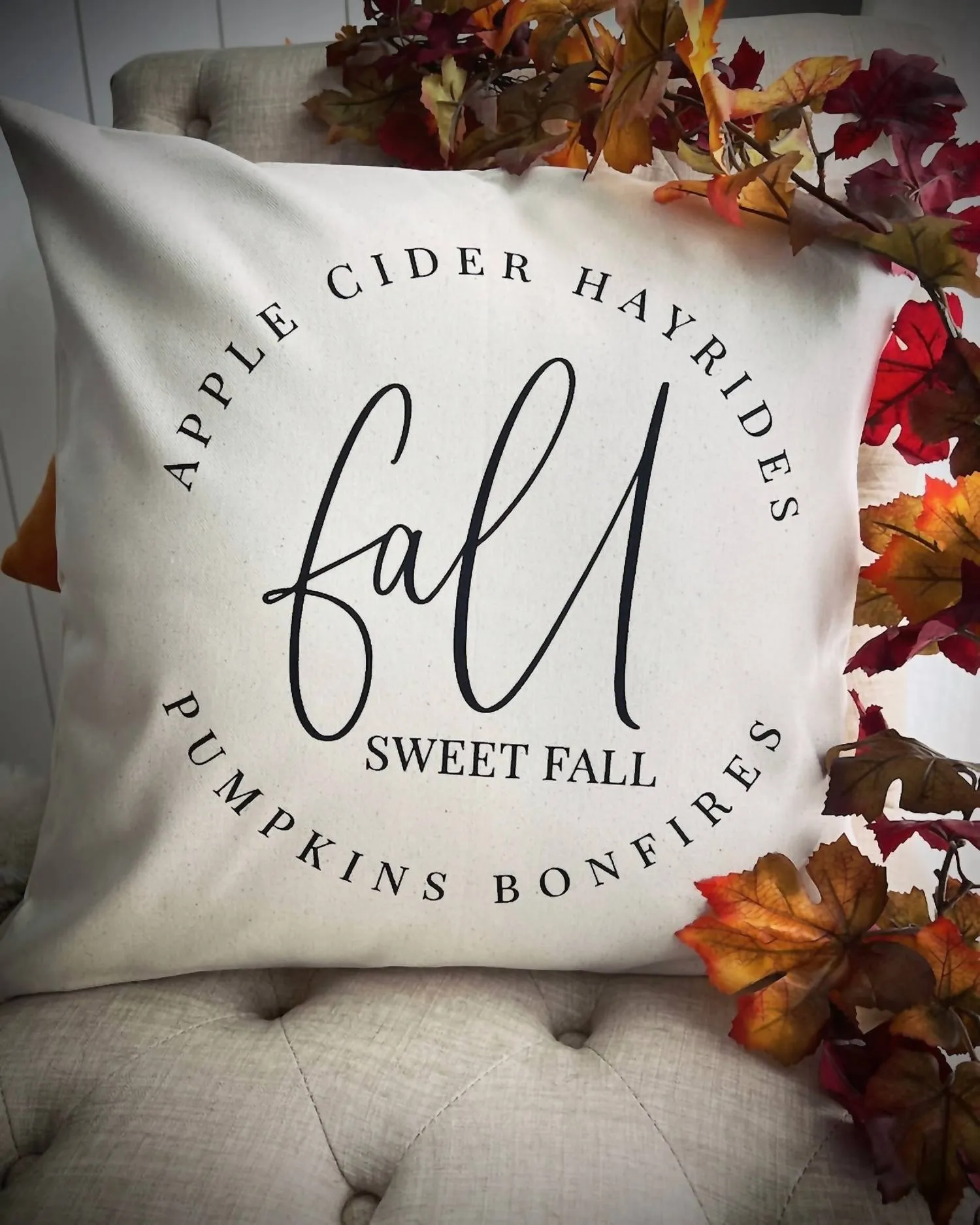 "fall Sweet Fall" Decorative Pillow In Cream