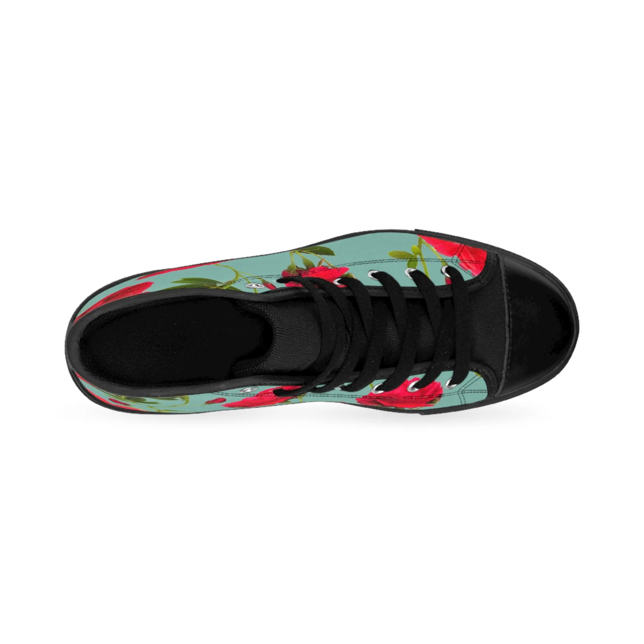 Red Flowers and blue - Inovax Women's Classic Sneakers