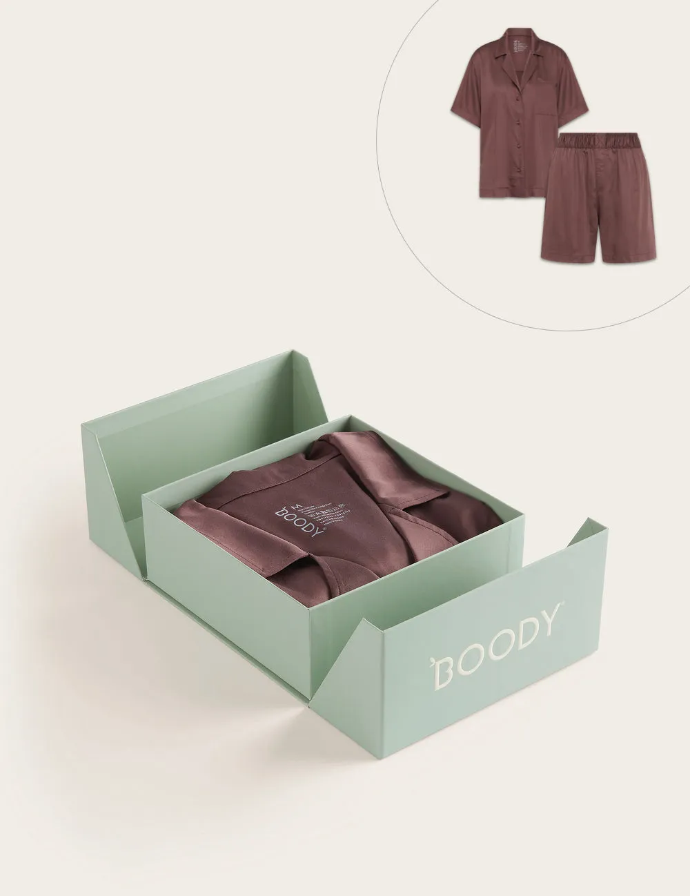 Set Giftbox - Vegan Silk Short Sleep Shirt & Sleep Short - Garnet