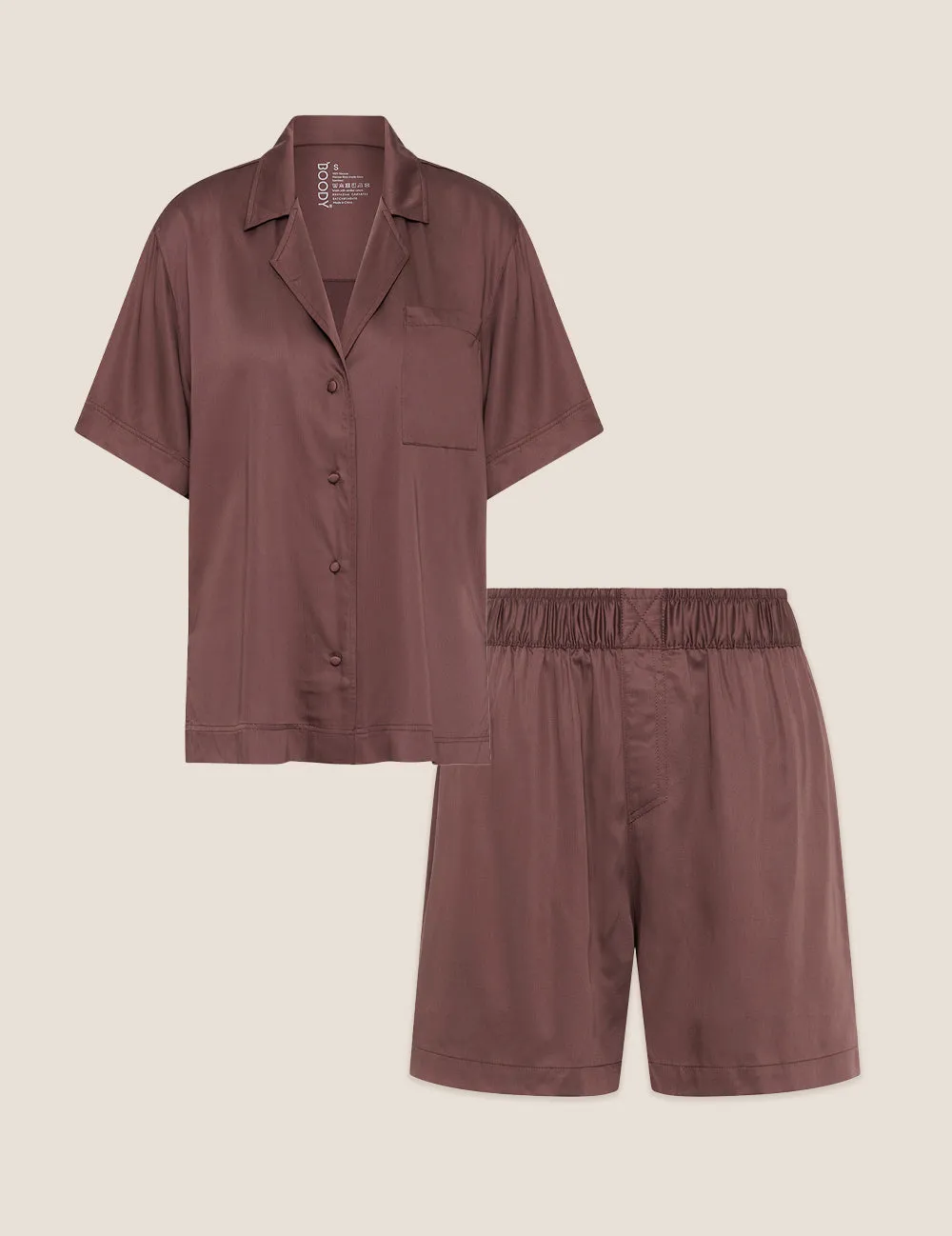 Set Giftbox - Vegan Silk Short Sleep Shirt & Sleep Short - Garnet