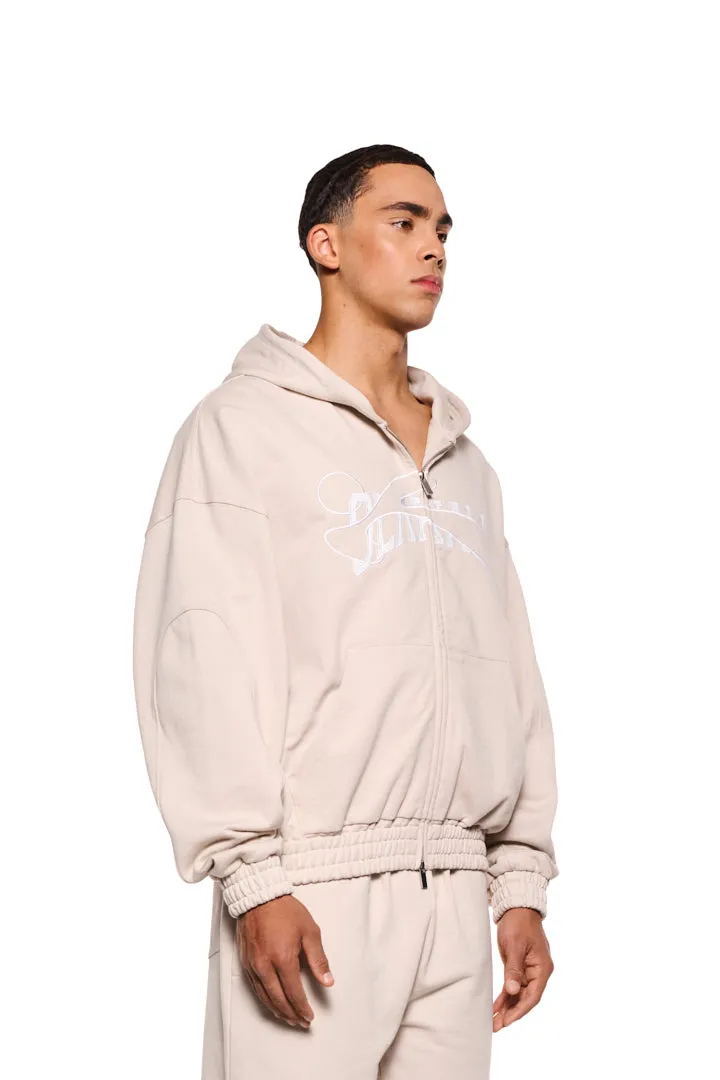 Sports Zip Hoodie Beige