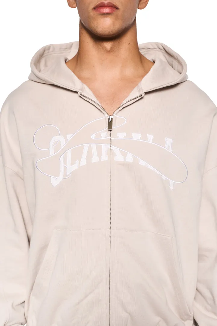 Sports Zip Hoodie Beige