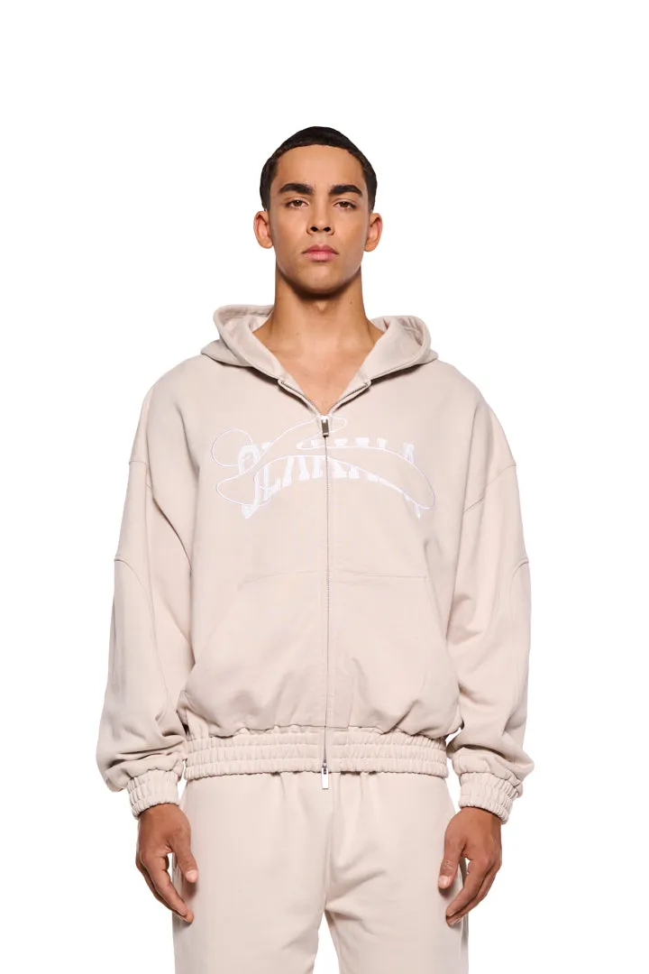 Sports Zip Hoodie Beige