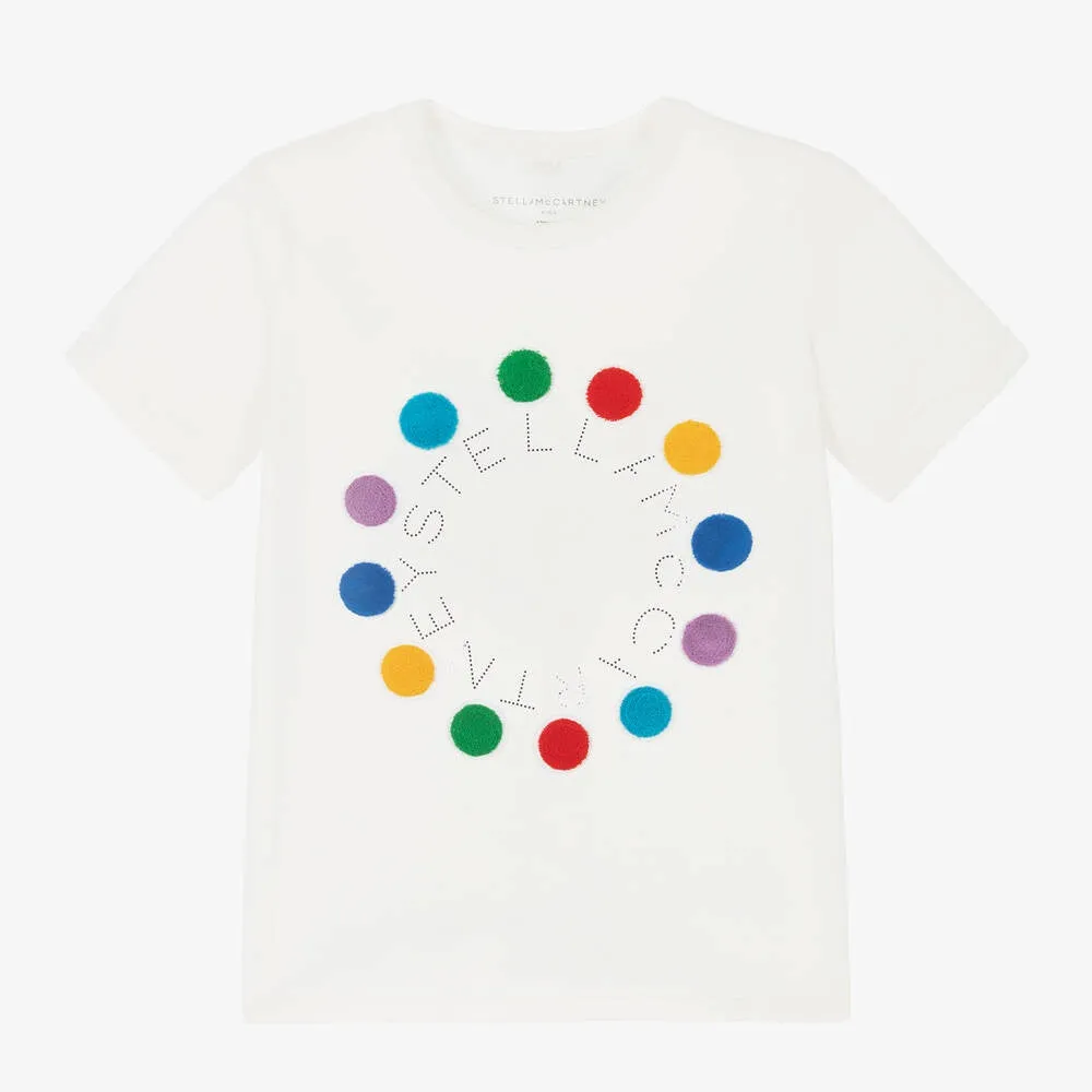 Stella McCartney Girls Ivory Organic Cotton T-Shirt