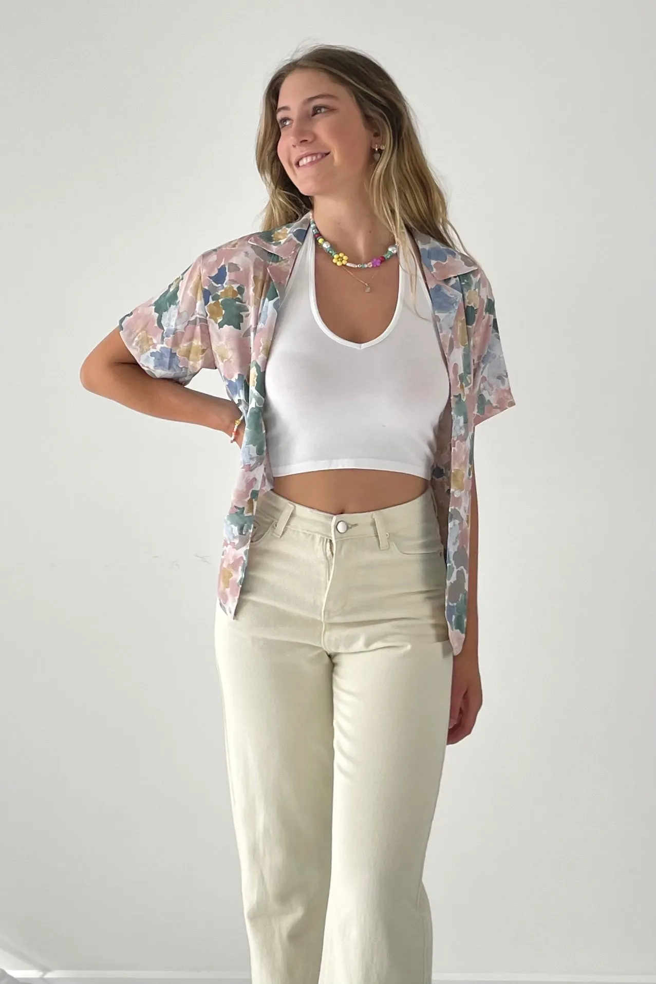 Summer floral  button up shirt