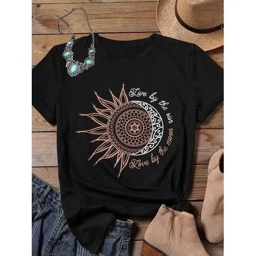 Sunflower Moon Print T-shirt