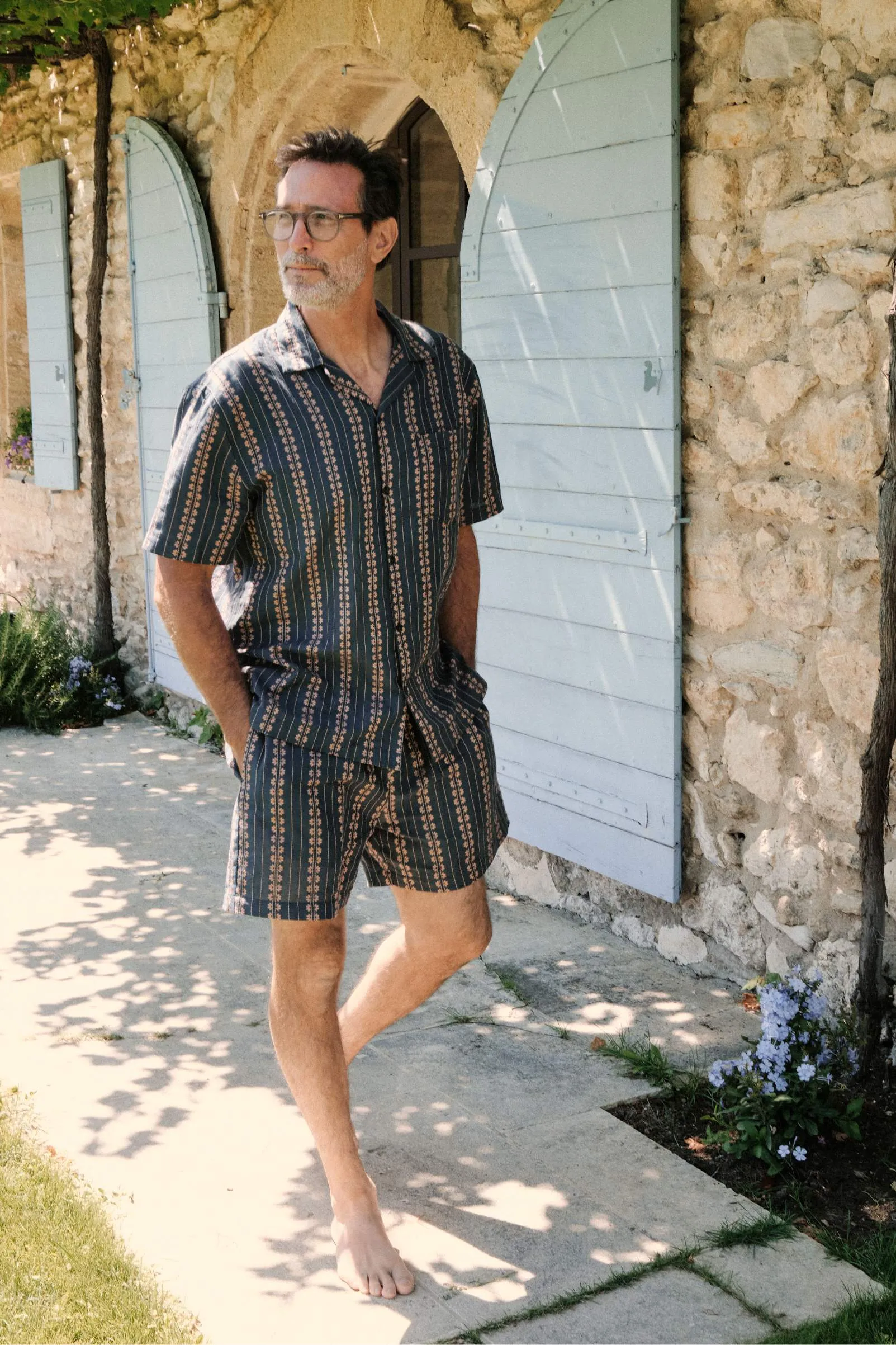 The Pedro Short Sleeve Shirt | Indigo Zinnia Stripe