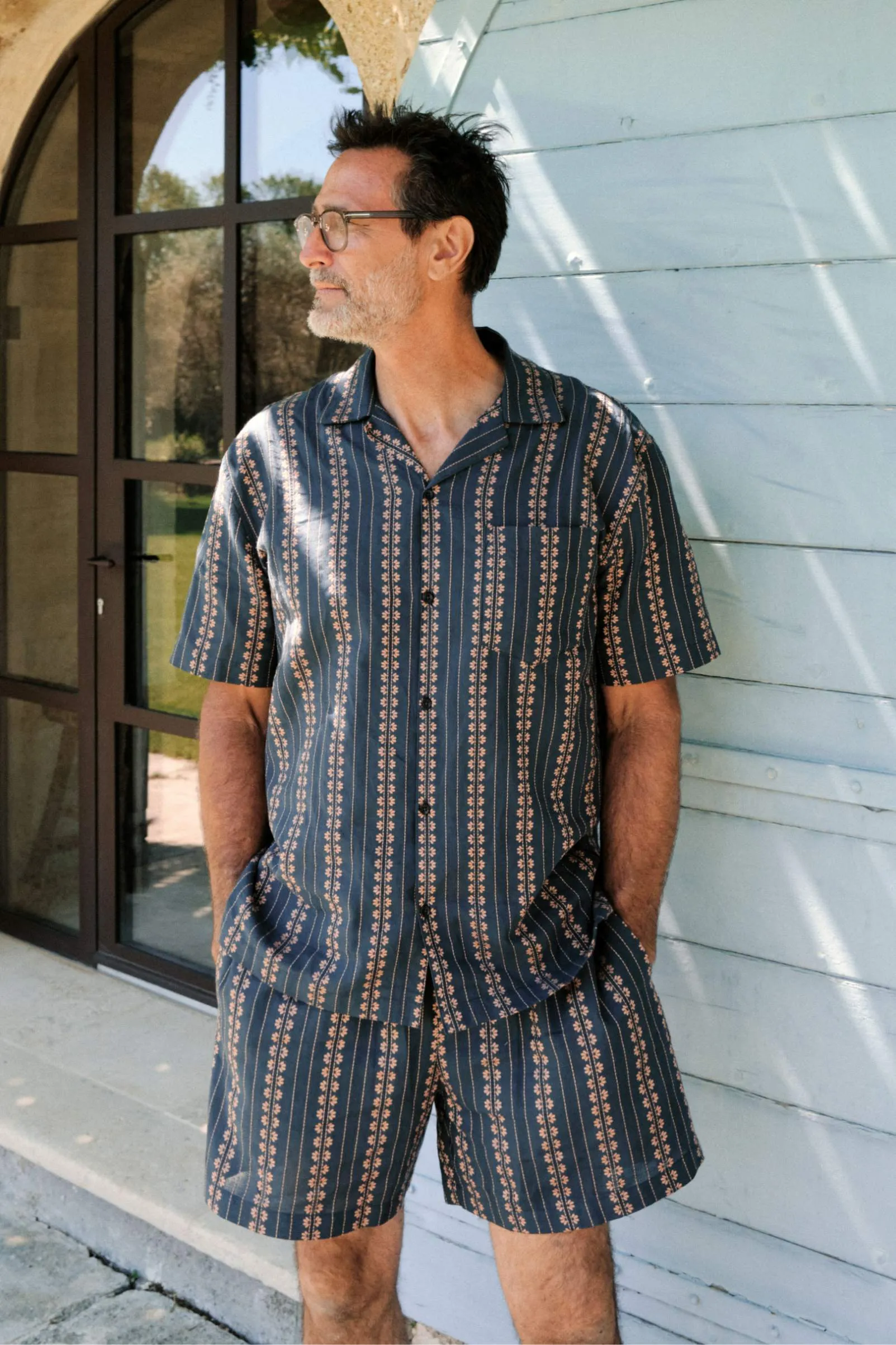 The Pedro Short Sleeve Shirt | Indigo Zinnia Stripe