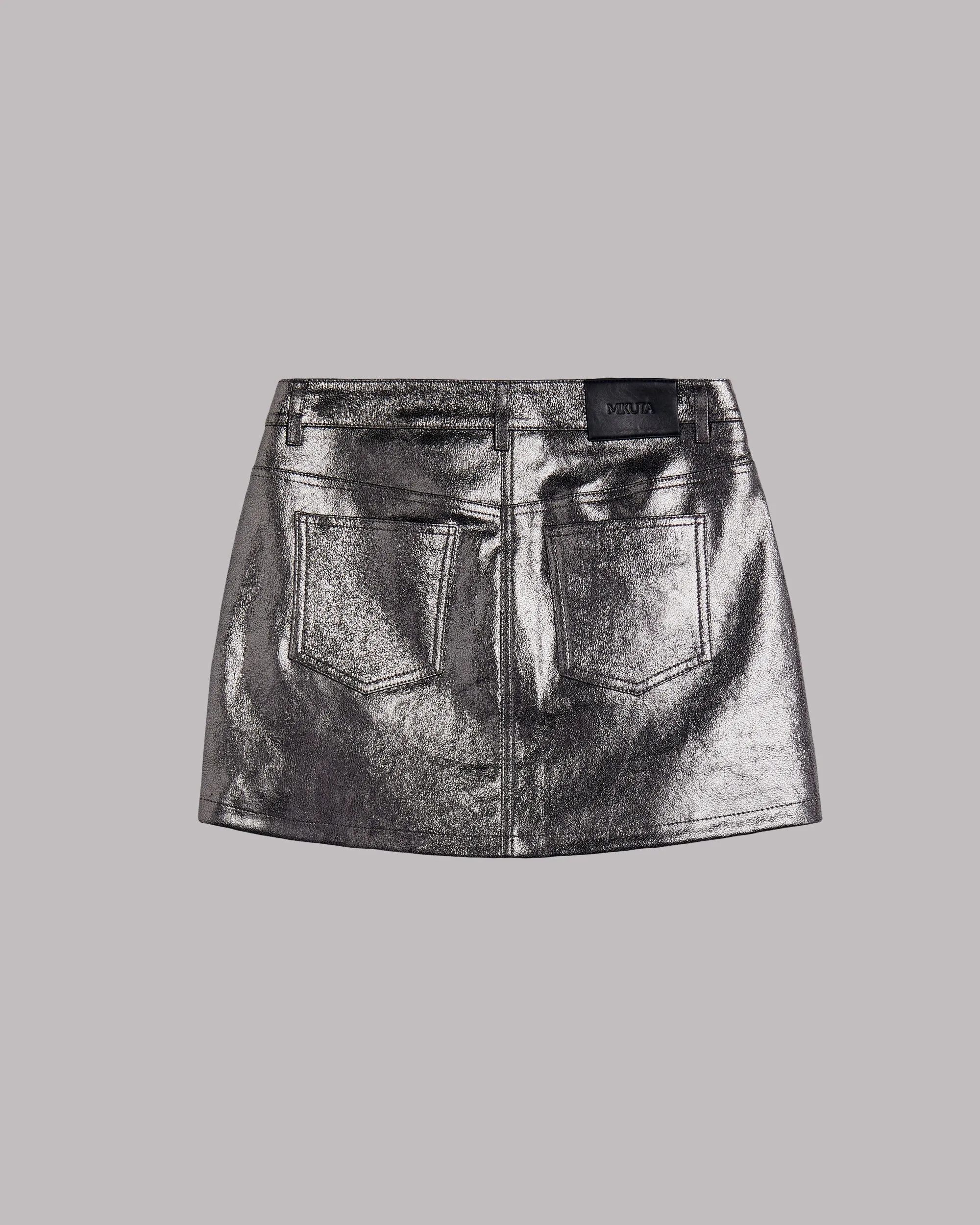 The Silver Coated Leather Skirt