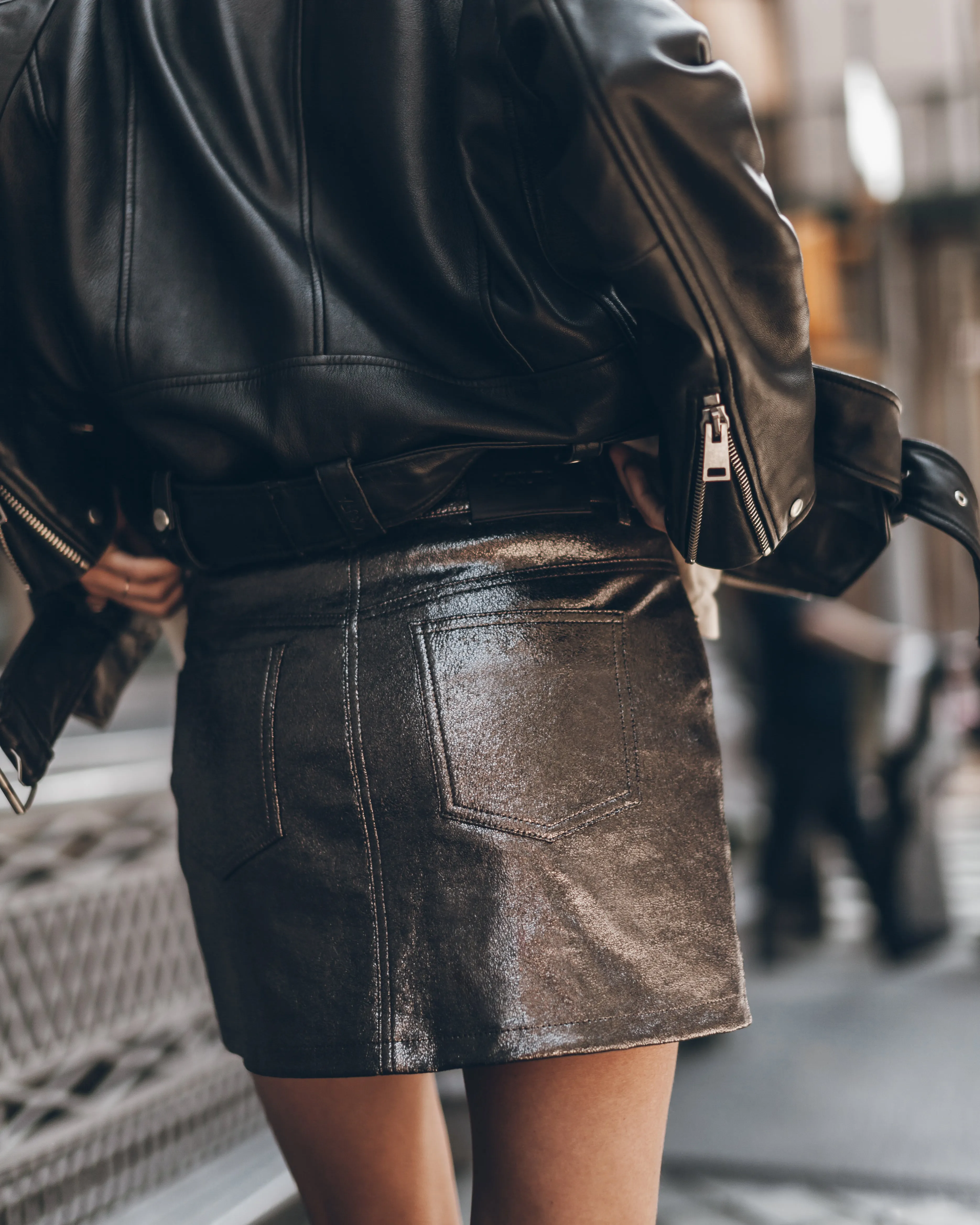 The Silver Coated Leather Skirt