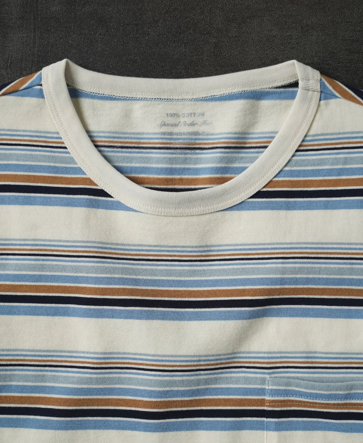 Vintage Striped Cotton Pocket T-Shirt