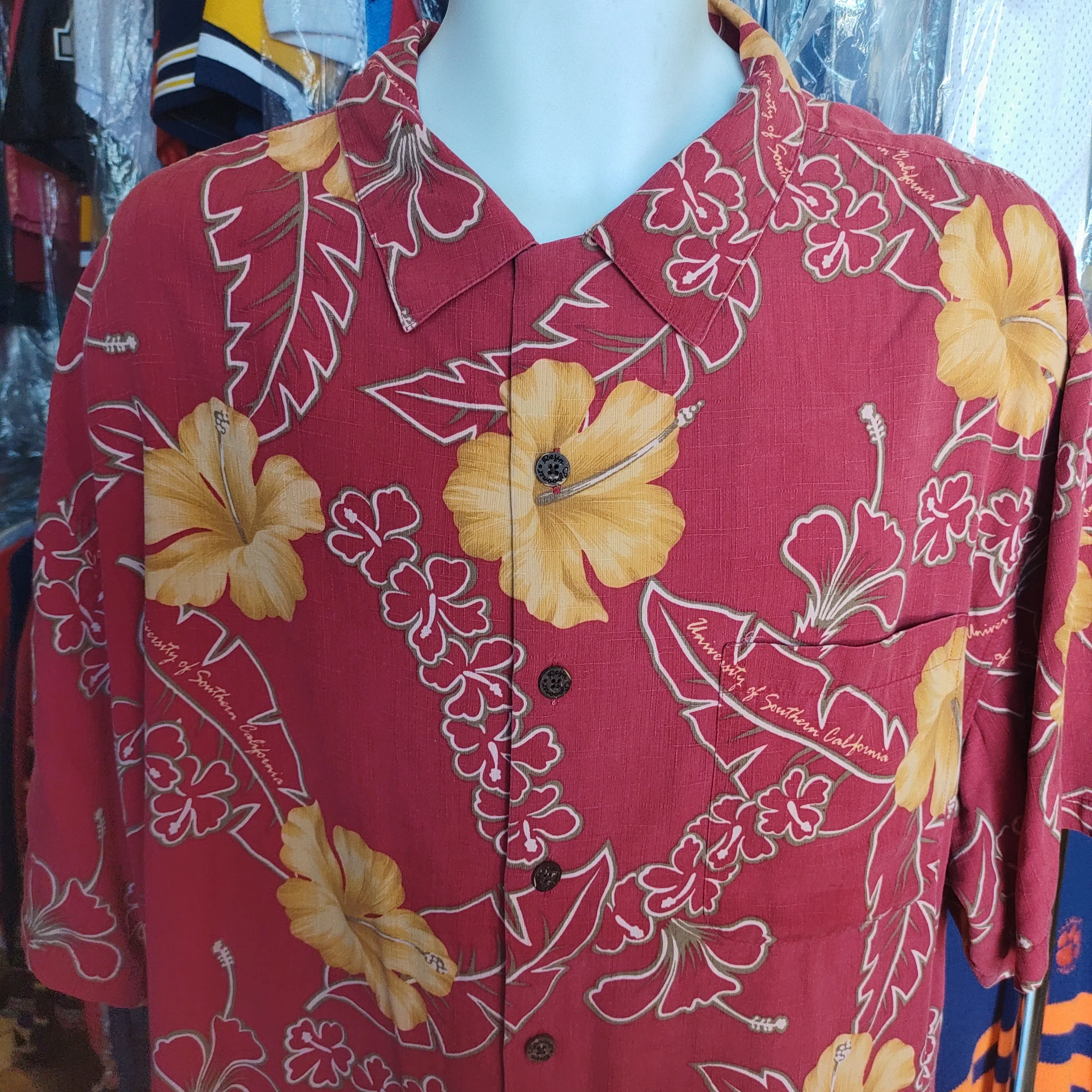 Vintage USC TROJANS NCAA Reyn Spooner Silk Hawaiian Shirt XXL