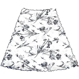 White Floretin Jacquard Knit Bias Skirt