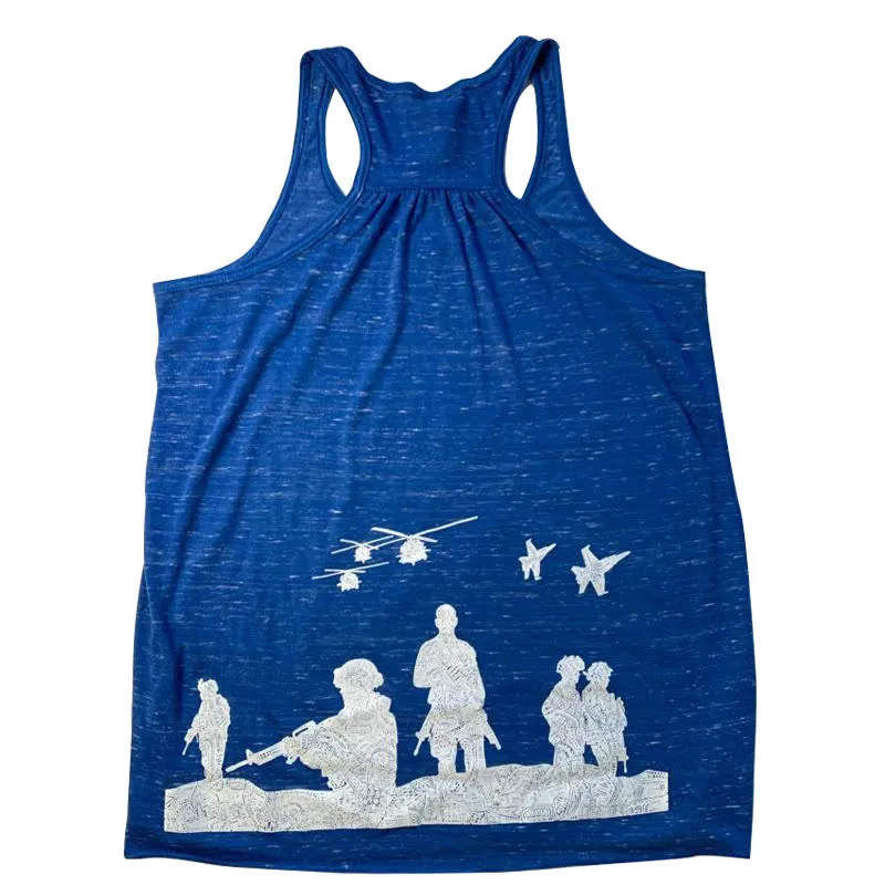 Woman's Racerback - American Heroes (Blue Heather & Black Heather)